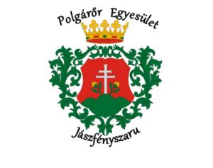 A Jászfényszarui Polgárőr Egyesület címere koronával, kereszttel és a település nevével